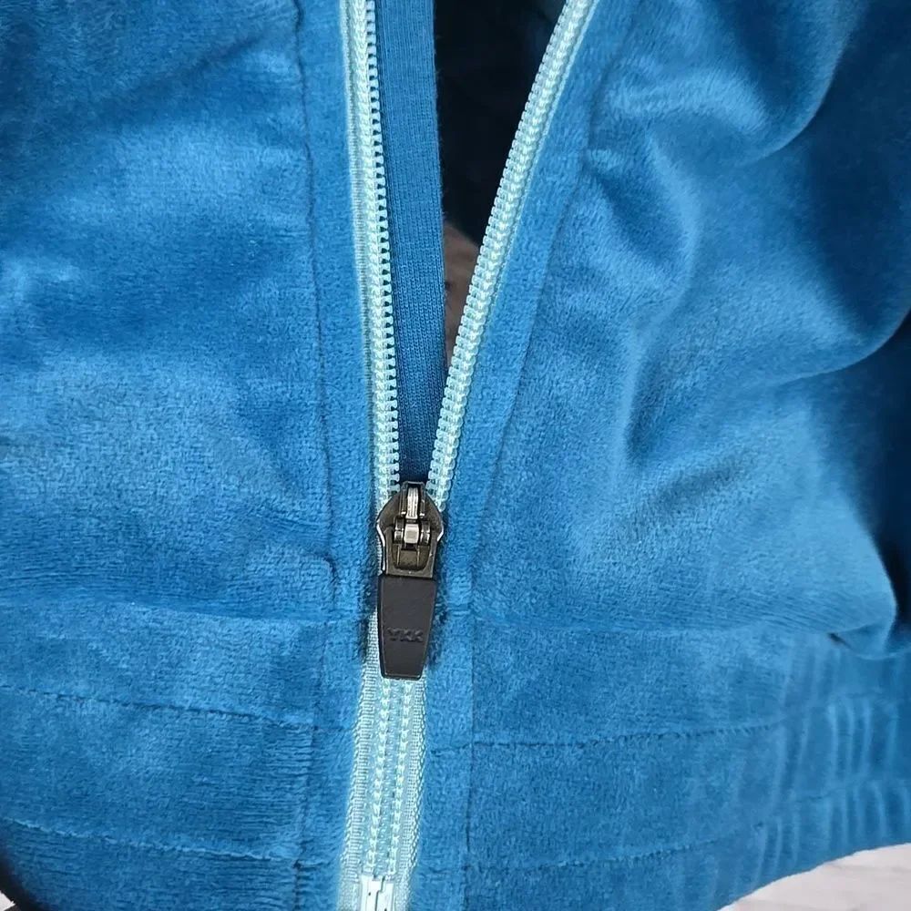 Zelos 3X Velour Zip Hoodie Teal Plush Velvet Lounge Jacket Cozy Plus Size 24W - Picture 7 of 12